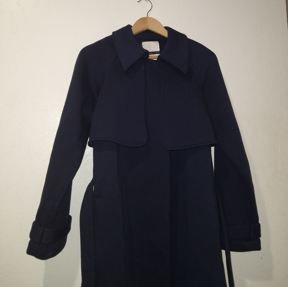 ANTHRO' TRACY REESE Blue Neoprene Trench Coat Jacket - Picture 6 of 8